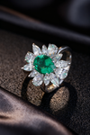 3.50ct Verdant Grace Emerald and Lab Grown Diamond Floral Ring