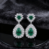 7.00ct Verdant Grace Emerald and Lab Grown Diamond Double Halo Drop Earrings