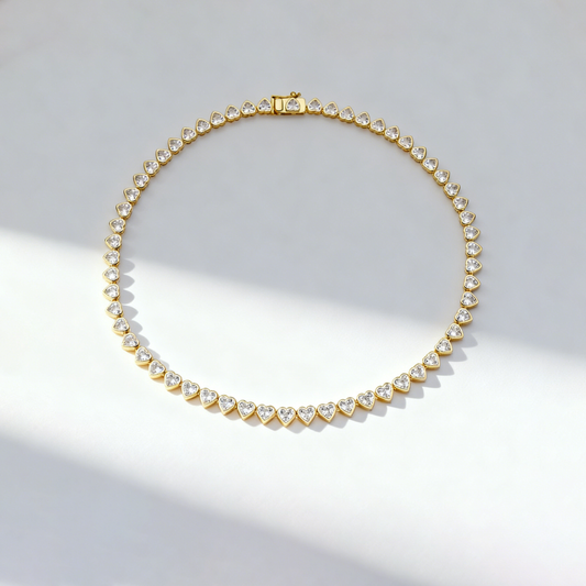 0.20ct Heart Shape Bezel Lab Grown Diamond Tennis Necklace