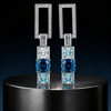 3.00ct Ocean Blue Paraiba and Lab Grown Diamond Art Deco Azure Luminance Drop Earrings