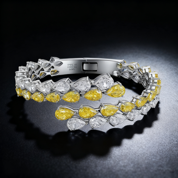 30.00ct Double Row Yellow & White Lab-Grown Diamond Bracelet