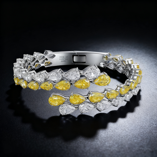 30.00ct Double Row Yellow & White Lab-Grown Diamond Bracelet