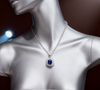 5.50ct Royal Blue Sapphire and Lab Grown Diamond Halo Pendant Necklace