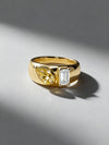 2.00 ct Pear Cut Yellow Diamond & 2.00ct Emerald Cut Diamond Modern Band