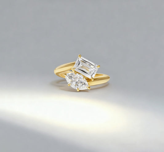 1.00 ct Marquise + 2.00 ct Radiant Toi Et Moi Lab-Grown Diamond Ring
