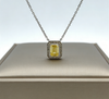 1.00ct Yellow Emerald Cut Lab-Grown Diamond Pendant Necklace with 0.10ct Halo Diamonds