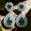 7.00ct Verdant Grace Emerald and Lab Grown Diamond Double Halo Drop Earrings