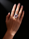 3.00ct Crimson Radiance Ruby and Lab Grown Diamond Floral Halo Ring