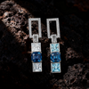 3.00ct Ocean Blue Paraiba and Lab Grown Diamond Art Deco Azure Luminance Drop Earrings