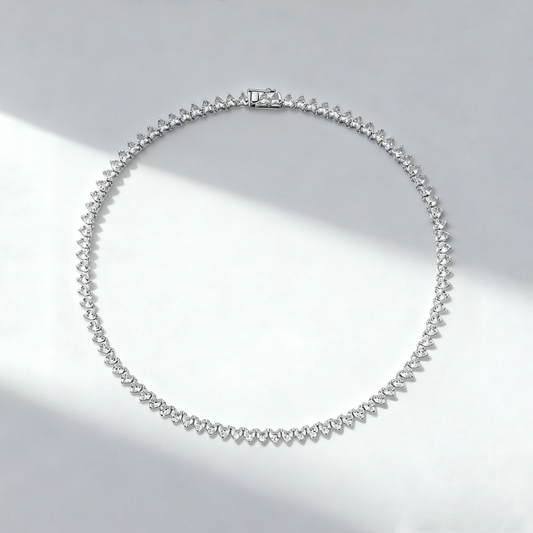 0.20 ct Heart Shape Prong Setting Lab Grown Diamond Tennis Necklace