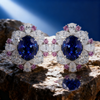 3.00ct Royal Blue Sapphire & Pink Azure Luminance Lab-Grown Diamond Halo Earrings