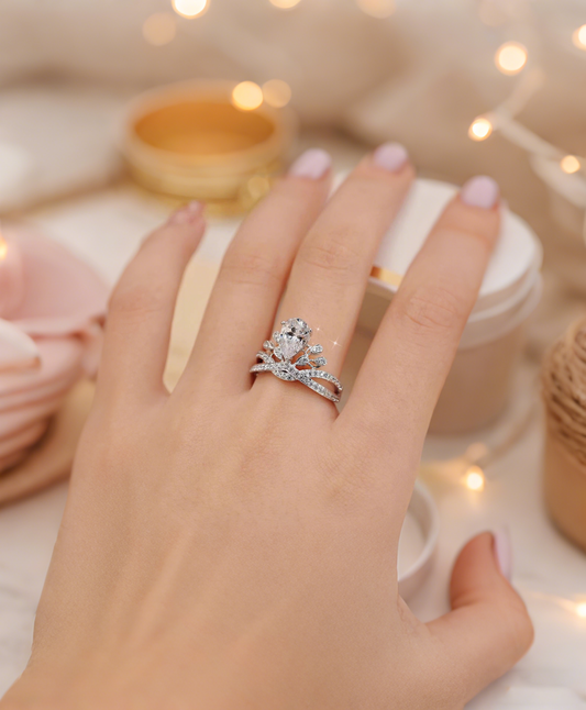 1.00ct Pear Crown Lab-Grown Diamond Tiara Ring