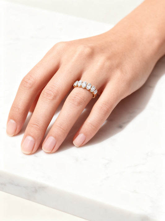 0.40ct Oval Cut Diamond Half-Circle Eternity Ring (3.20ct in Total)