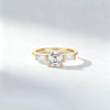 3.50ct Asshcer Lab Grown Diamond Three-Stone Bezel Ring  with Pear  Side Stones