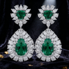 7.00ct Verdant Grace Emerald and Lab Grown Diamond Double Halo Drop Earrings