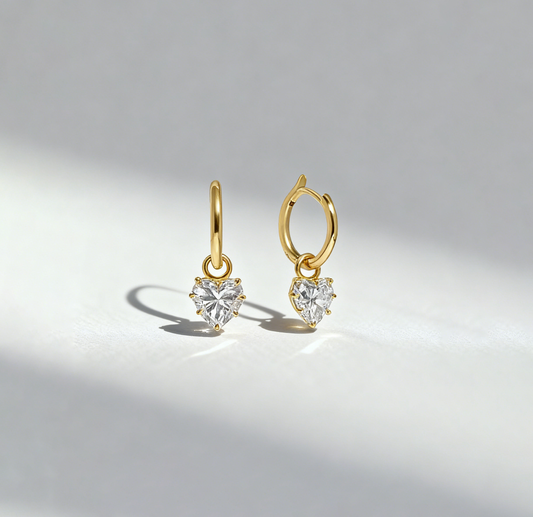 2.00 ct Heart Shape Lab Grown Diamond Drop Earrings (1.00 ct per ear)
