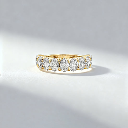0.40ct Oval Cut Diamond Half-Circle Eternity Ring (3.20ct in Total)