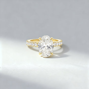 3.00 Oval Cut Diamond Solitaire Ring with Pave Band