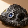 7.00ct Royal Blue Sapphire & Lab-Grown Diamond Halo Pendant Necklace
