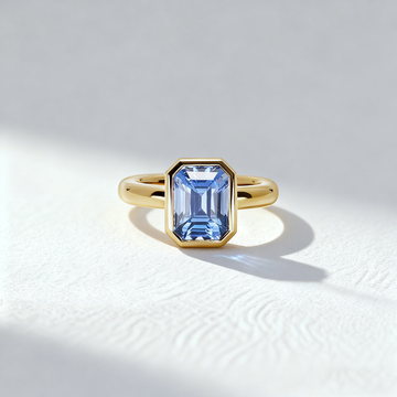 4.00ct Emerald Cut Blue Lab-Grown Diamond Bezel Ring