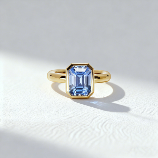 4.00ct Emerald Cut Blue Lab-Grown Diamond Bezel Ring