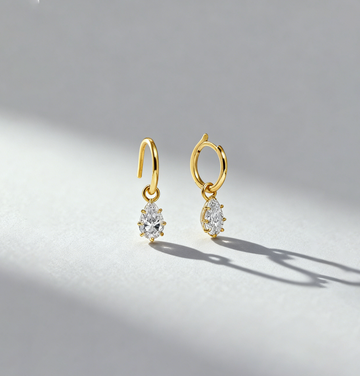 2.00 ct Pear Shape Lab Grown Diamond Drop Earrings (1.00 ct per ear)