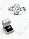 3.00 ct Oval Lab Grown Diamond Three-Stone Bezel Ring  with Pear Side Stones