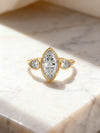 2.00ct Marquise Lab Grown Diamond Three-Stone Bezel Ring  with Pear Side Stones