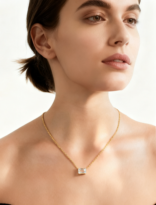 3.00 ct Emerald Cut Horizontal Lab Grown Diamond Pendant