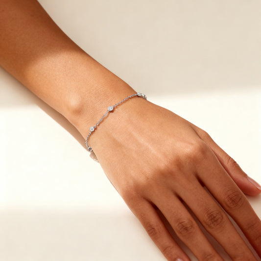 Venlis.V 0.10 ct (0.8 carat total) Starry Design Bubble Bracelet (17cm )