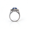 Atelier Gemstone 3.5 Carat Pear Cut Lab Grown Santa Maria Aquamarine Halo Ring in 925 Sterling Silver