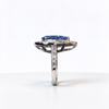 Atelier Gemstone 3.5 Carat Pear Cut Lab Grown Santa Maria Aquamarine Halo Ring in 925 Sterling Silver