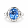 Atelier Gemstone 5.1 Carat Oval Cut Lab Grown Aquamarine Ring in 925 Sterling Silver