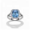 Atelier Gemstone 7.5 Carat Emerald Cut Santa Maria Aquamarine Ring in 925 Sterling Silver