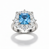 Atelier Gemstone 4.39 Carat Square Cut Santa Maria Aquamarine Ring in 925 Sterling Silver