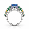 Atelier Gemstone 3.88 Carat Emerald Cut Santa Maria Aquamarine Ring in 925 Sterling Silver
