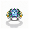 Atelier Gemstone 3.88 Carat Emerald Cut Santa Maria Aquamarine Ring in 925 Sterling Silver