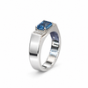 Atelier Gemstone 1.63 Carat Emerald Cut Santa Maria Aquamarine Men's Ring in 925 Sterling Silver