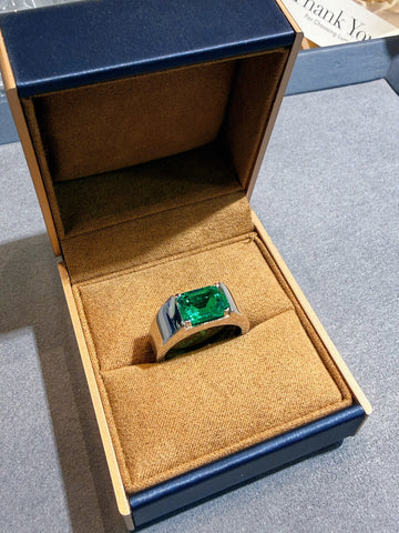 Atelier Gemstone 2.93 Carat Oval Cut Lab Grown Paraiba Men’s Statement Ring Luxury 925 Sterling Silver 18K Gold Plated