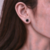 Atelier Gemstone 3 Carat Round Cut Lab Grown Black Spinel Earrings in 925 Sterling Silver