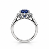Atelier Gemstone 2.652 Carat Oval Cut Lab-Grown Blue Sapphire Ring with 0.49 Carat Side Diamonds in Platinum