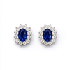 Atelier Gemstone 2 Carat Oval Cut Lab Grown Diana Blue Sapphire Earrings in 925 Sterling Silver
