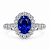 Atelier Gemstone 2.652 Carat Oval Cut Lab-Grown Blue Sapphire Ring with 0.49 Carat Side Diamonds in Platinum
