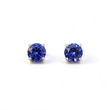 Atelier Gemstone 3.1 Carat Round Cut Lab Grown Cornflower Blue Sapphire Earrings in 925 Sterling Silver