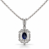 Atelier Gemstone 2.5 Carat Oval Cut Lab Grown Blue Sapphire Halo Pendant Necklace in 925 Sterling Silver
