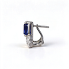 Atelier Gemstone 6 Carat Emerald Cut Lab Grown Blue Sapphire Earrings in 925 Sterling Silver