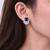 Atelier Gemstone 6 Carat Emerald Cut Lab Grown Blue Sapphire Earrings in 925 Sterling Silver