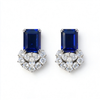 Atelier Gemstone 6 Carat Emerald Cut Lab Grown Blue Sapphire Earrings in 925 Sterling Silver