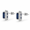 Atelier Gemstone 8.74 Carat Emerald Cut Lab Grown Blue Sapphire Earrings in 925 Sterling Silver