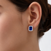Atelier Gemstone 8.74 Carat Emerald Cut Lab Grown Blue Sapphire Earrings in 925 Sterling Silver